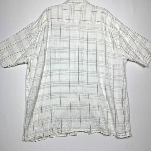 Saddlebred Shirt Mens 3XLT Beige Plaid Linen Blend Short Sleeve Button up - Picture 7 of 10